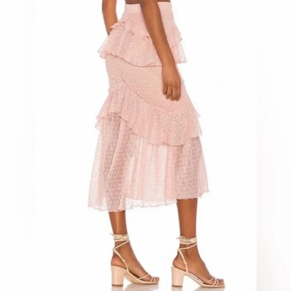 Song of Style Ada Midi Ruffle Skirt in Pink Blush | REVOLVE Size Medium